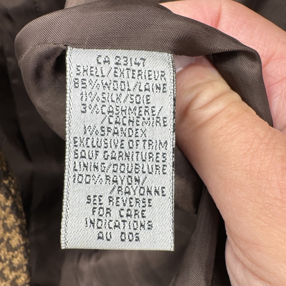Talbots Herringbone Women Made In Italy Brown Wool Cashmere Silk Blend Blazer 14 - Picture 6 of 14